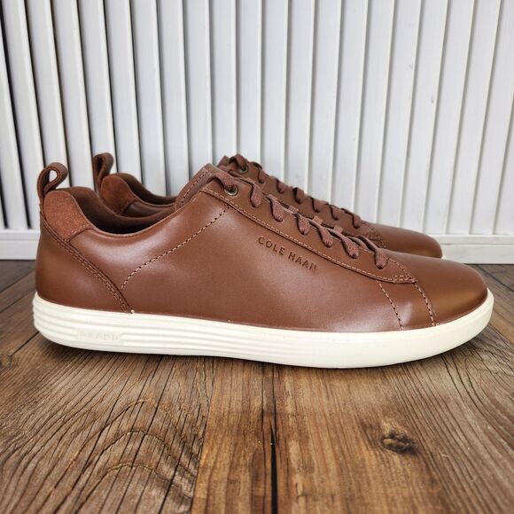 Cole Haan Grand Plus Crosscourt Mens Sz 8 M British Tan Leather Shoes Low C36924 - Picture 1 of 9
